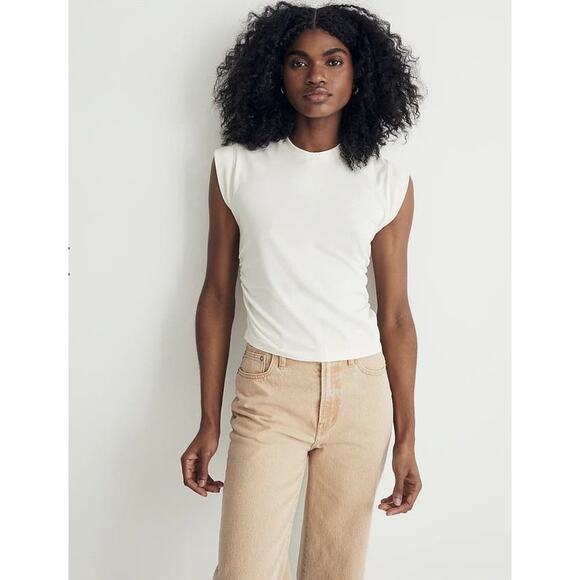 Madewell Side Cinch Muscle Tee in Lighthouse Cream White Medium - Picture 7 of 8